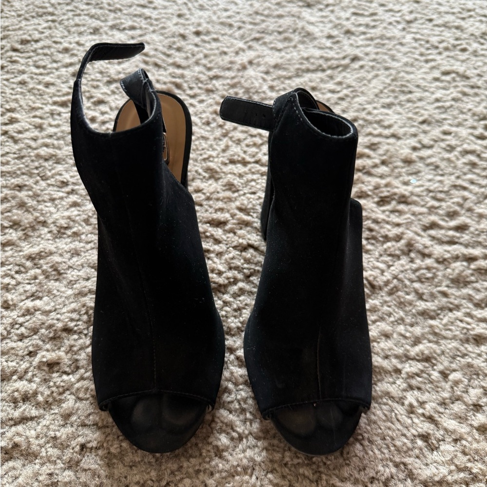 Elegant Black Women's Peep-Toe Heels